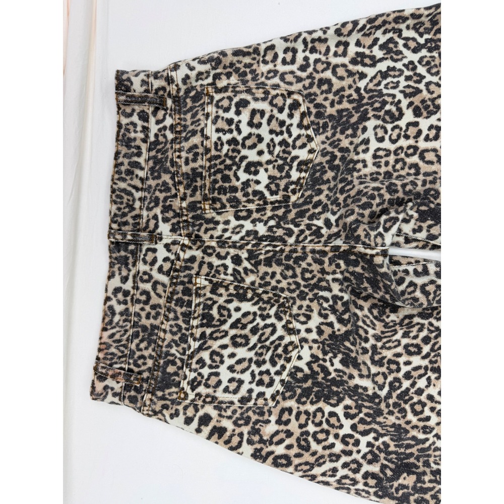 Lioness Faded Leopard Print Horseshoe Jeans Low Rise Curved Leg Denim Small - Picture 7 of 9